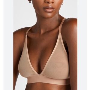 Negative Underwear Sieve Triangle Bra Buff Beige Mesh Non-Wire Plunge Size 3